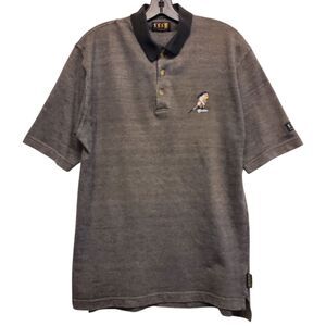Vintage DISNEY Polo Shirt GRUMPY Mens Large Gray Embroidered FOURSOME Golf Y2K